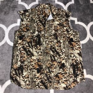 Schmidt Workwear Shirt Mens Large Denim Camouflage Button Up Sleeveless